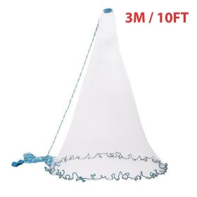 Fishing Cast Net Bait Easy Throw Hand Cast Strong Nylon Mesh USA (Option: 10FT)